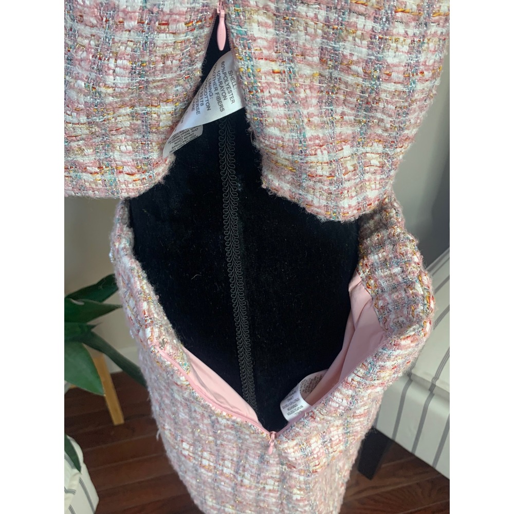 House of Harlow 1960 Pixie Dust Pink 2 Piece Crop Top Mini Skirt Pearl Button S - Picture 10 of 16